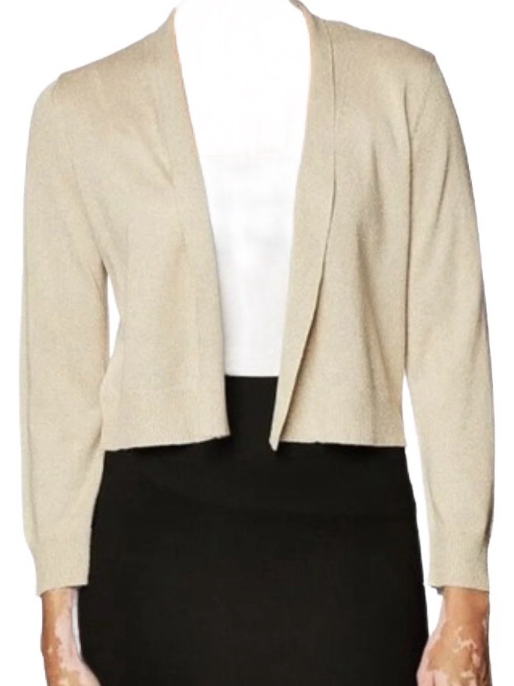 Calvin Klein Gold Metallic Sparkle Open-Front Women's Cropped Cardigan Size S